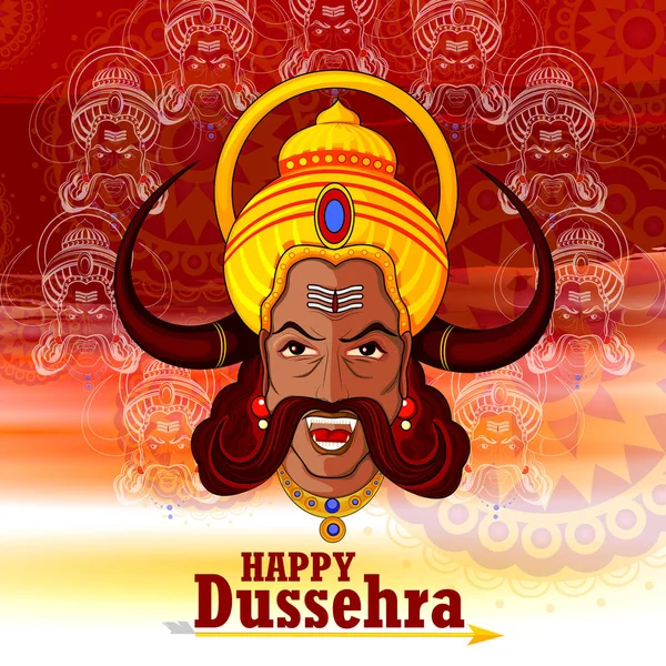 Festival Hindistan gösterilen mutlu Dussehra arka planda Ravana canavar — Stok Vektör