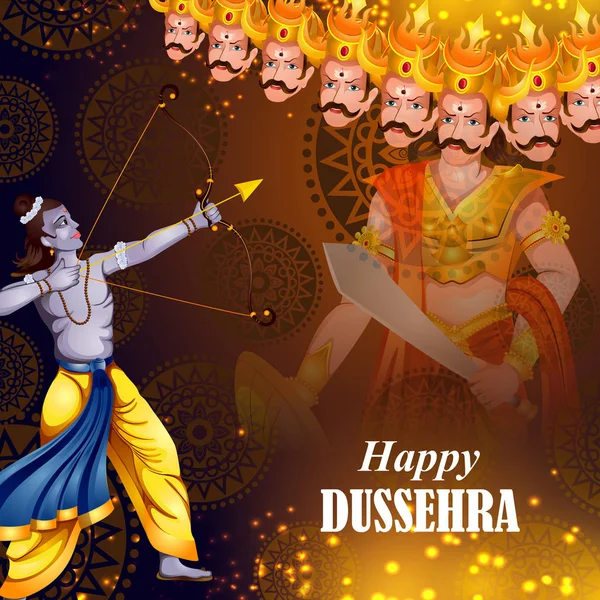 Festival Hindistan gösterilen mutlu Dussehra arka plan — Stok Vektör