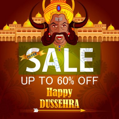 Dussehra Ravana canavar mutlu Dussehra satış promosyon teklif Festivali Hindistan gösterilen arka plan
