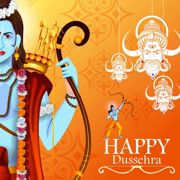 Feliz Dussehra fondo mostrando festival de la India — Vector de stock