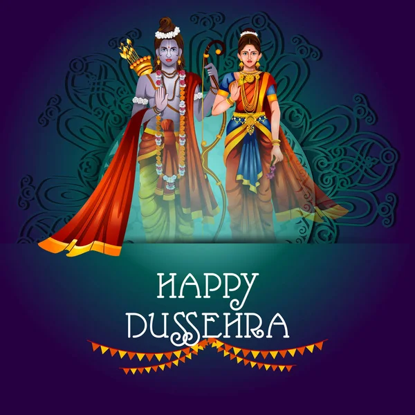 Feliz fundo Dussehra mostrando festival da Índia —  Vetores de Stock