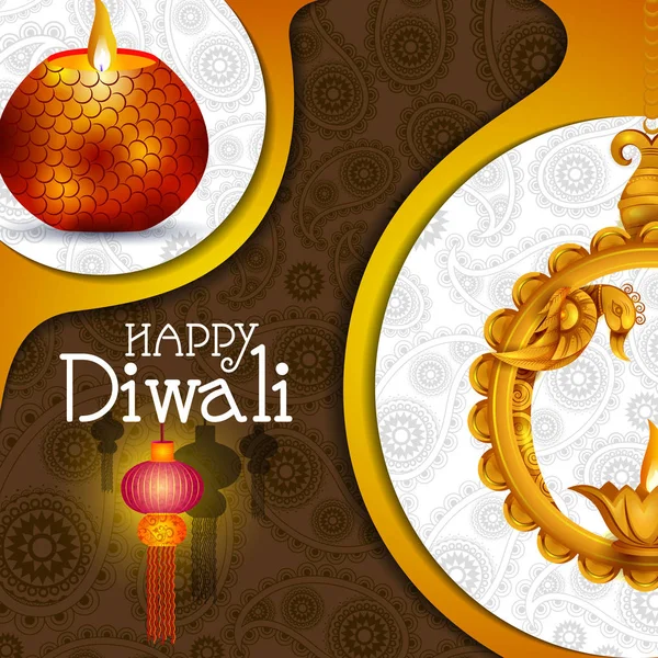 Illustration von dekorierten Diya für glückliche Diwali Urlaub Hintergrund — Stockvektor