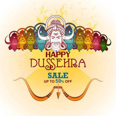 Dussehra Ravana canavar mutlu Dussehra satış promosyon teklif Festivali Hindistan gösterilen arka plan