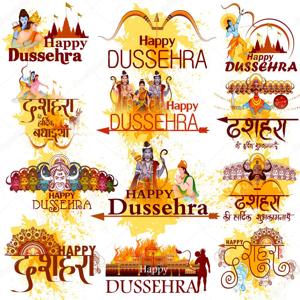 Happy Dussehra background showing festival of India