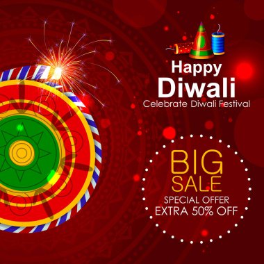 Mutlu bayramlar alışveriş Satılık havai fişek illüstrasyon teklif