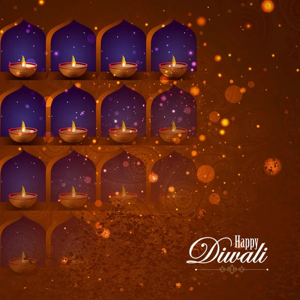 Illustration de diya décoré pour fond de vacances Happy Diwali — Image vectorielle