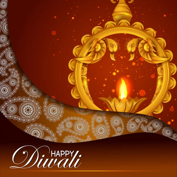 Illustration de diya décoré pour fond de vacances Happy Diwali — Image vectorielle