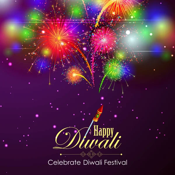 Fajerwerk w Happy Diwali nocne niebo na Festiwal Indii — Wektor stockowy