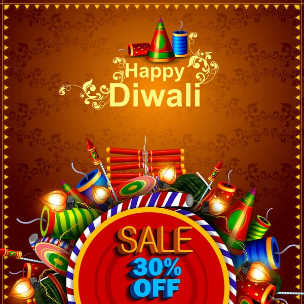 Diya kraker ile mutlu bayramlar tatil satış teklif arka plan alışveriş için dekore edilmiştir.