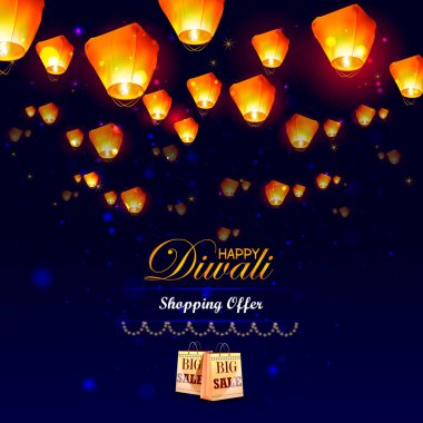 Lamba Diwali tatil gece alışveriş satış teklif etmek içinde yüzen