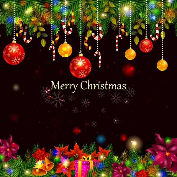 Scatola regalo e decorazione per felice anno nuovo e buon Natale saluto — Vettoriale Stock