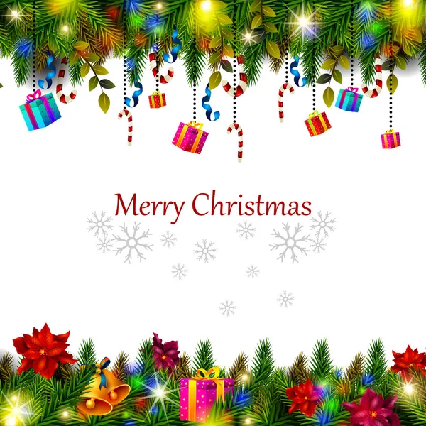 Dárkové krabice a dekorace pro šťastný nový rok a veselé vánoční pozdrav — Stockový vektor
