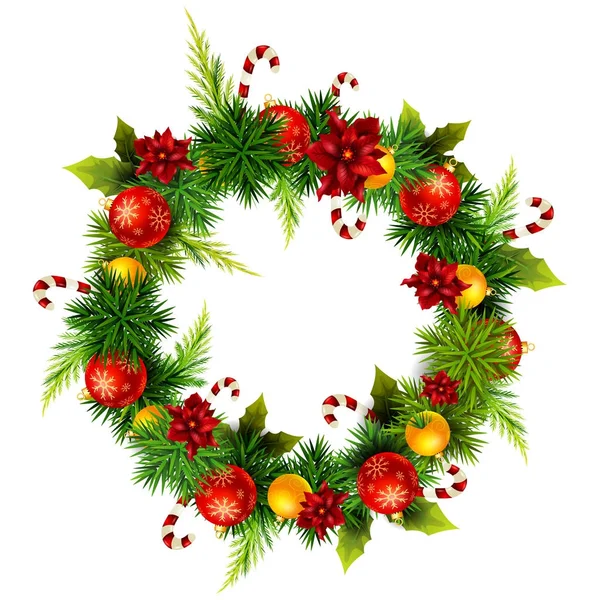 メリー クリスマスと幸せな新年の挨拶のための装飾 — ストックベクタ