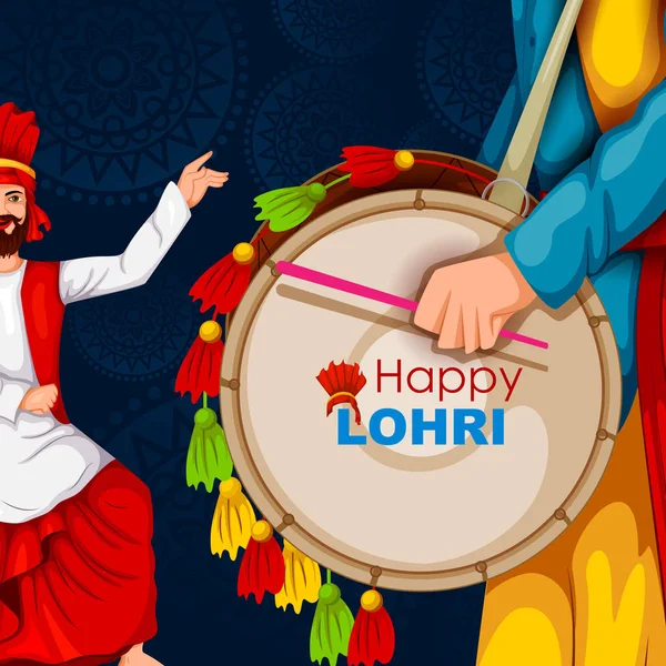 Punjab Hindistan 'daki mutlu Lohri festivali — Stok Vektör