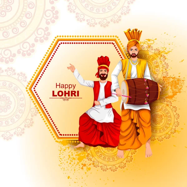 Happy Lohri fesztivál Punjab India háttér — Stock Vector
