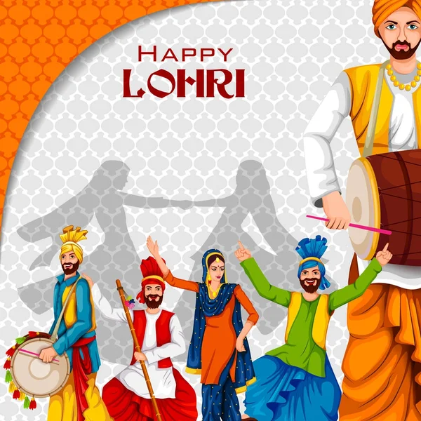 Punjab Hindistan 'daki mutlu Lohri festivali — Stok Vektör