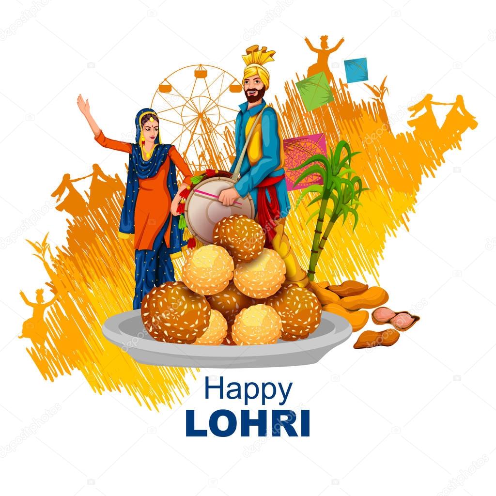 Happy Lohri festival of Punjab India background