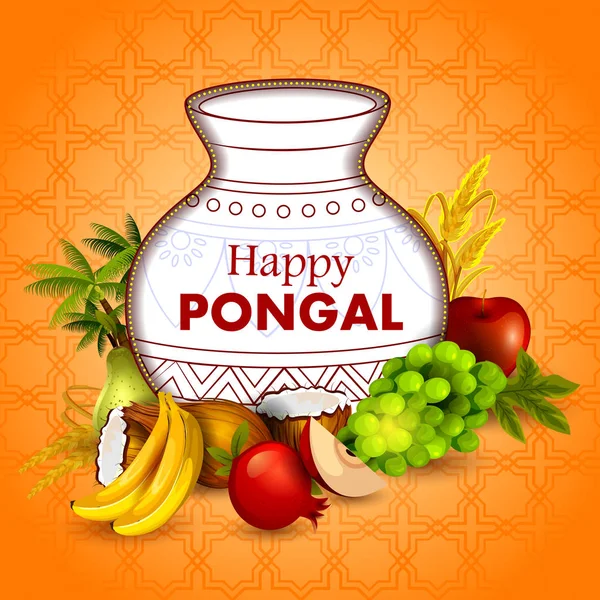 Feliz festival Pongal de Tamil Nadu India fondo — Vector de stock