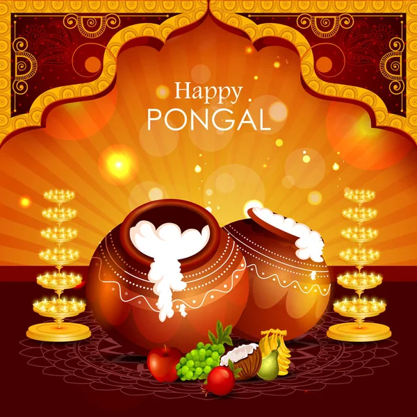 Feliz festival Pongal de Tamil Nadu Índia fundo — Vetor de Stock