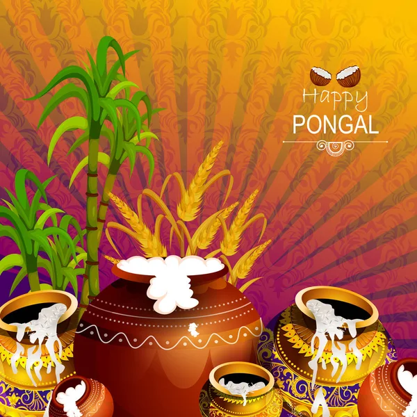 Happy Pongal festival de Tamil Nadu India background — Vector de stoc