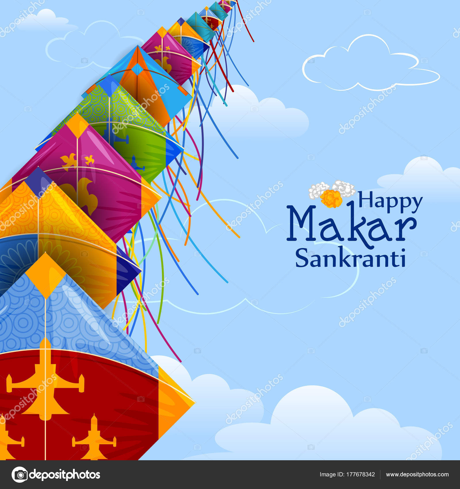 Happy Makar Sankranti background with colorful kite Stock Vector Image by  ©snapgalleria #177678342