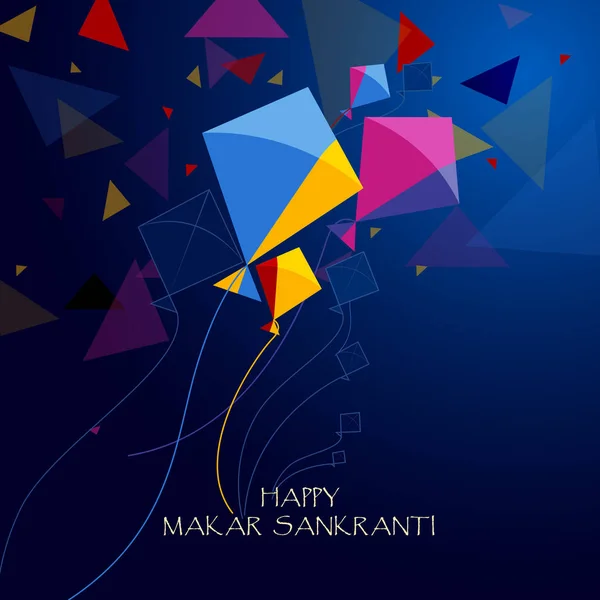 Happy Makar Sankranti Hintergrund mit bunten Drachen — Stockvektor