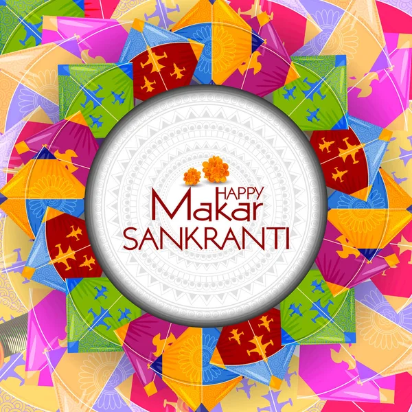 Happy Makar Sankranti fond avec cerf-volant coloré — Image vectorielle