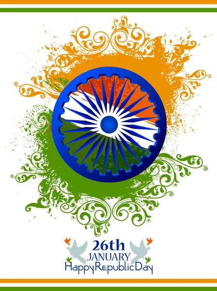 Happy dag van de Republiek in India tricolor achtergrond voor 26 januari — Stockvector