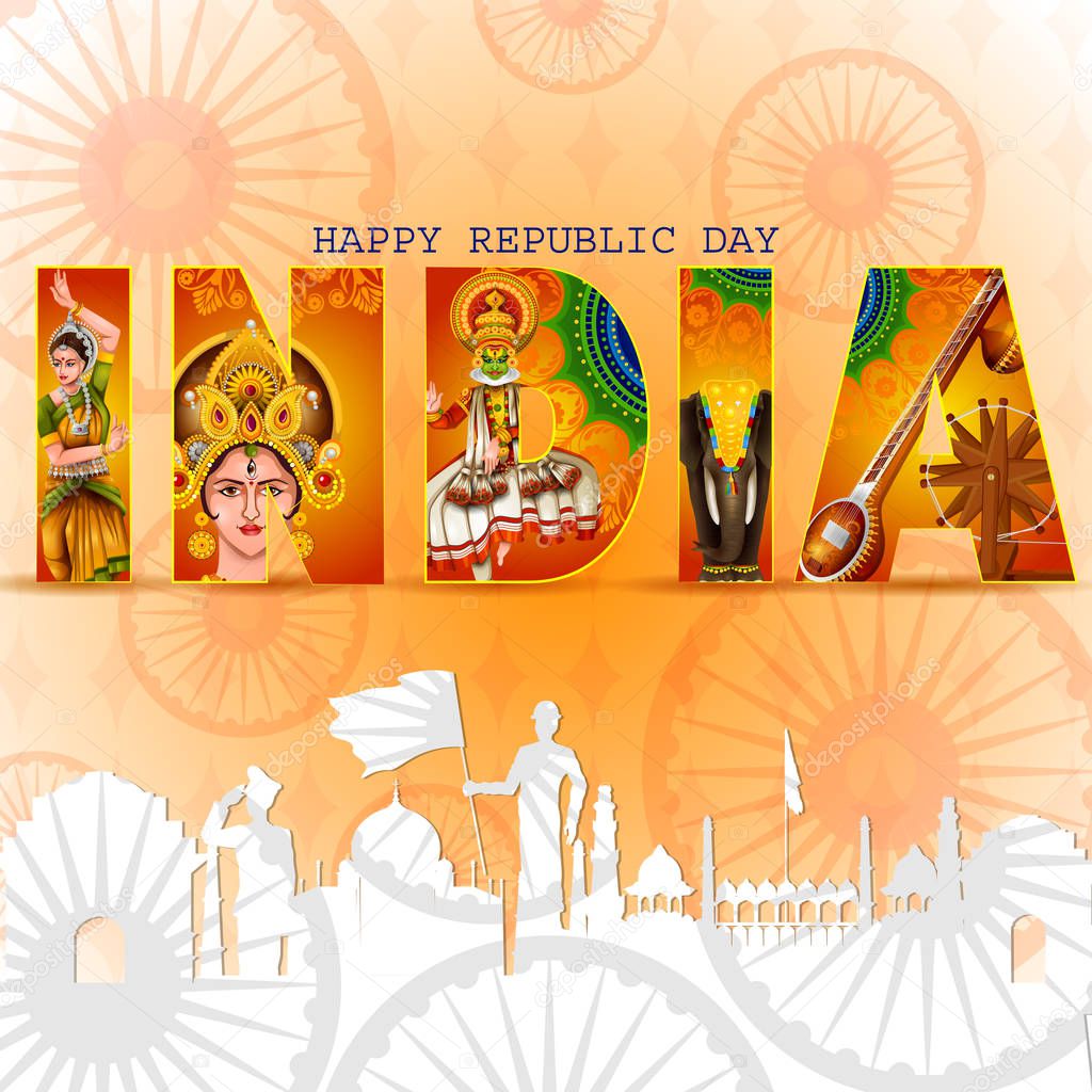 Happy Republic Day of India tricolor background for 26 January