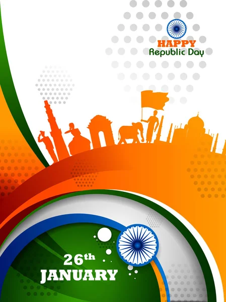 Fröhliche Republik Tag der indischen Trikolore Hintergrund für 26 Januar — Stockvektor