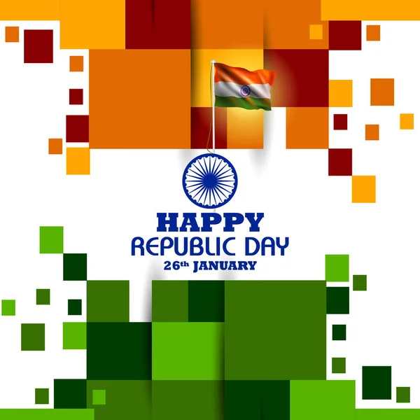 Счастливый День Республики Индии трехцветный фон для 26 января — стоковый вектор