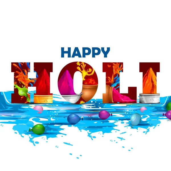 Kleurrijke Happy Hoil achtergrond voor festival van kleuren in India — Stockvector