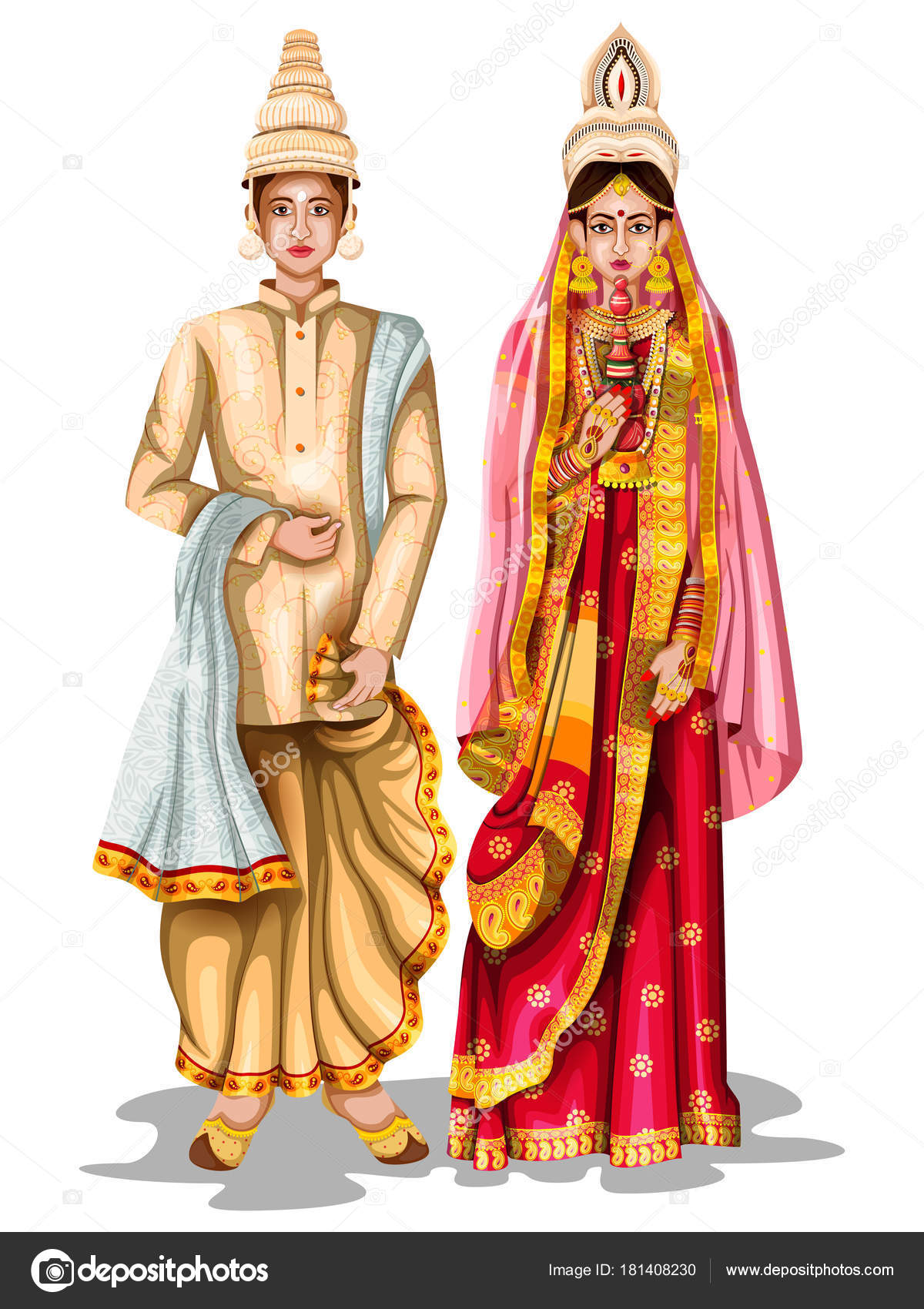 Bengali couple Vector Art Stock Images | Depositphotos
