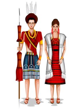 Nagaland, Hindistan'ın geleneksel kostüm Naga Düğün çifti