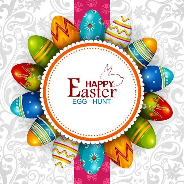 Bunt bemaltes Ei glücklich Ostern Gruß Hintergrund — Stockvektor