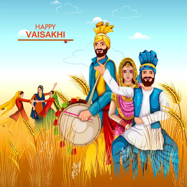 Punjabi festival Vaisakhi arka plan kutlama — Stok Vektör