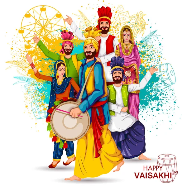 Feier des Punjabi-Festivals vaisakhi Hintergrund — Stockvektor