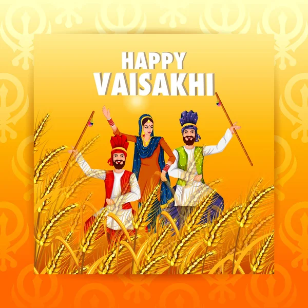 Punjabi festival Vaisakhi arka plan kutlama — Stok Vektör