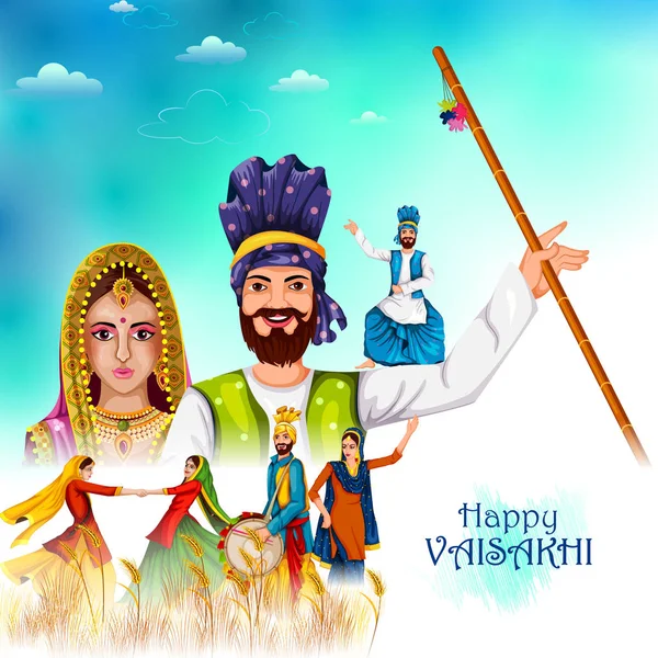 Oslava Punjabi festivalu Vaisakhi pozadí — Stockový vektor