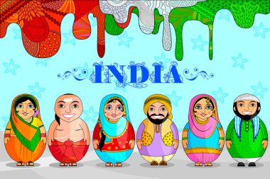 Nested Doll Indian couple representing diverse culture from different States clipart