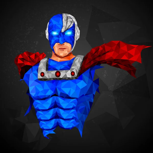 Superhero in abstract low poly polygon style — Stock Vector