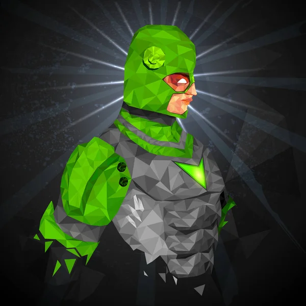 Superbohater w stylu streszczenie low poly polygon — Wektor stockowy