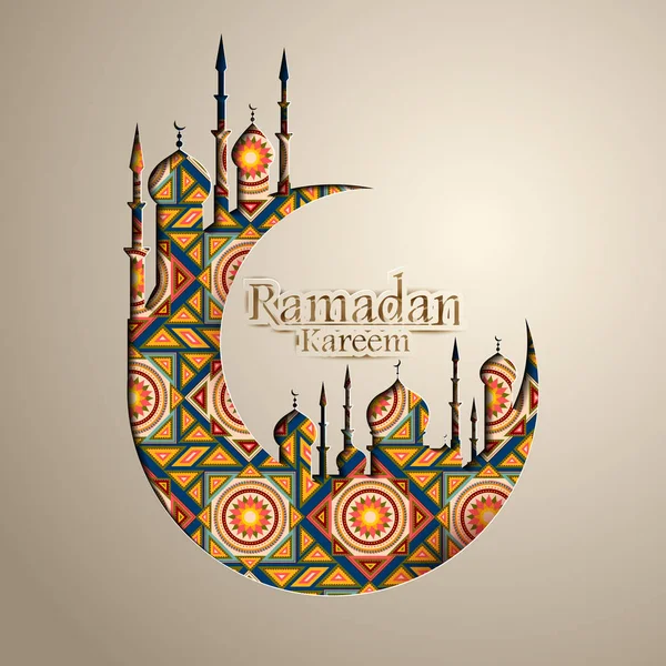 Fundo celebração islâmica com texto Ramadan Kareem — Vetor de Stock