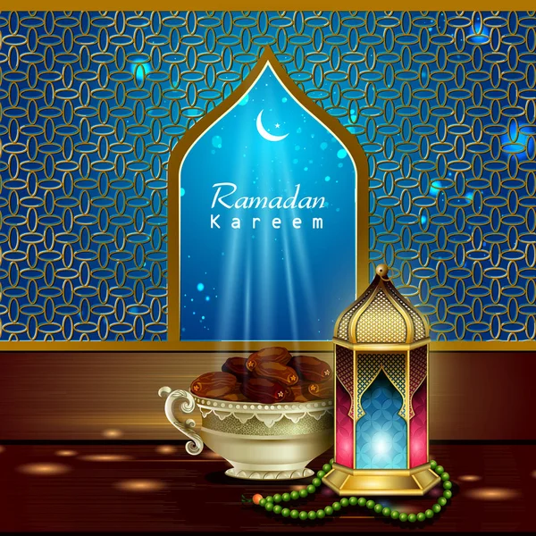 Sfondo celebrazione islamica con testo Ramadan Kareem — Vettoriale Stock