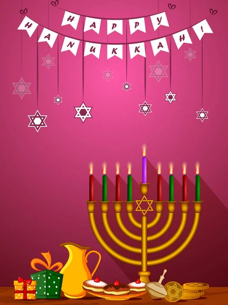 Happy Chanuka dla celebracja Festiwal światła w Izraelu — Wektor stockowy