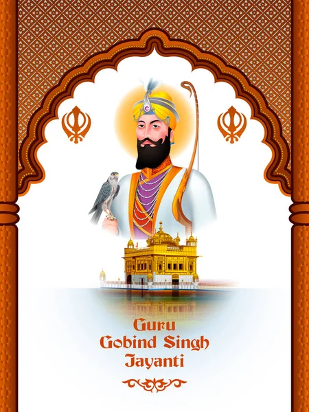 Happy Guru Gobind Singh Jayanti religious festival celebration of Sikh in Punjab India — Stock Vector