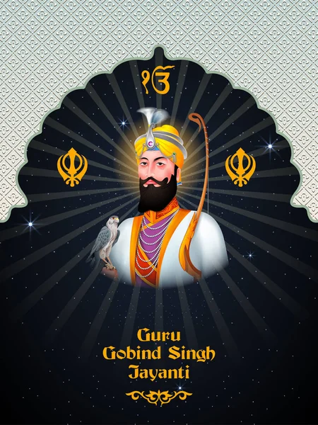 Happy Guru Gobind Singh Jayanti religious festival celebration of Sikh in Punjab India — Stock Vector