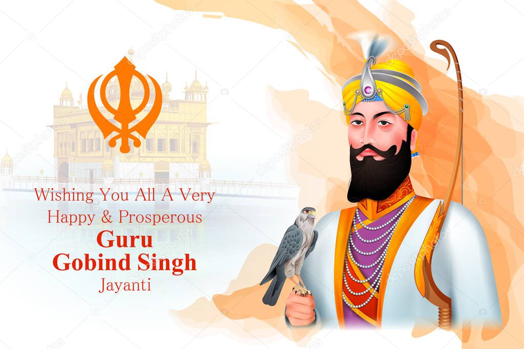 Happy Guru Gobind Singh Jayanti religious festival celebration of Sikh in Punjab India