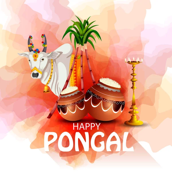 Felice festa di Pongal Tamil Nadu India sfondo — Vettoriale Stock