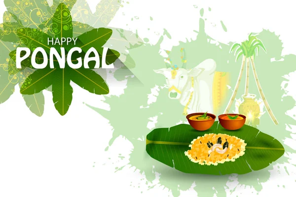 Feliz festival Pongal de Tamil Nadu Índia fundo —  Vetores de Stock